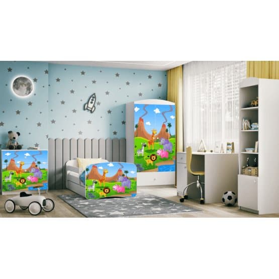 Barnsäng - Babydreams Vit - Safari Med Låda 140x70 Cm
