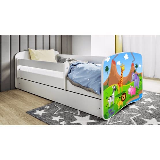 Barnsäng - Babydreams Vit - Safari Med Låda 140x70 Cm