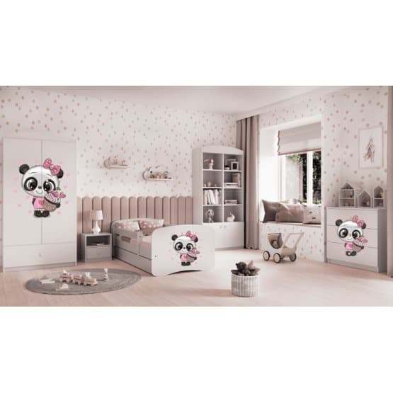 Tremmeseng - Babydreams Hvid - Panda Med Æske Og Madras 160x80 Cm