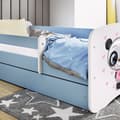 Miniatyrbillede 2 af 5: Tremmeseng - Babydreams Blå - Panda Med Æske Og Madras 180x80 Cm