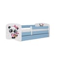 Miniatyrbillede 1 af 5: Tremmeseng - Babydreams Blå - Panda Med Æske Og Madras 180x80 Cm