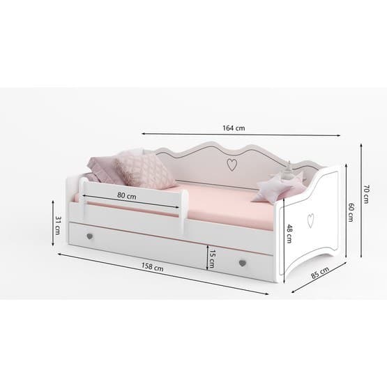 Barnsäng - Emma Med Madrass Och Låda - 160 x 80 Grå