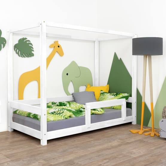 Benlemi - House Bed Bunky Suojareunalla - 90x190 cm - Valkoinen