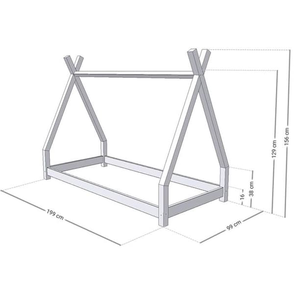 NAKANA Kids Tipi säng - massivt trä - vit - 90 x 190 cm
