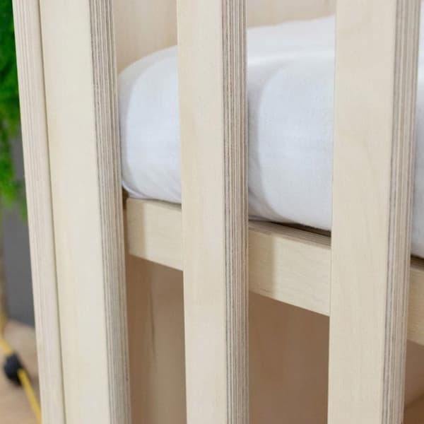 Utvecklingssäng baby naturlig färg + vita spjäll 60 x 120 cm