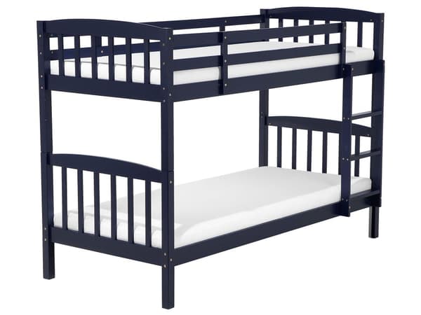 Køyeseng Blå furu 90 x 200 cm Høy seng med stige og oppbevaringsskuffer Barnerom Juniorseng Skandinavisk designinspirasjon Sengestell