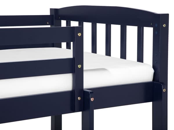 Køyeseng Blå furu 90 x 200 cm Høy seng med stige og oppbevaringsskuffer Barnerom Juniorseng Skandinavisk designinspirasjon Sengestell