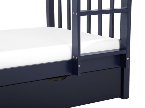 Køyeseng Blå furu 90 x 200 cm Høy seng med stige og oppbevaringsskuffer Barnerom Juniorseng Skandinavisk designinspirasjon Sengestell