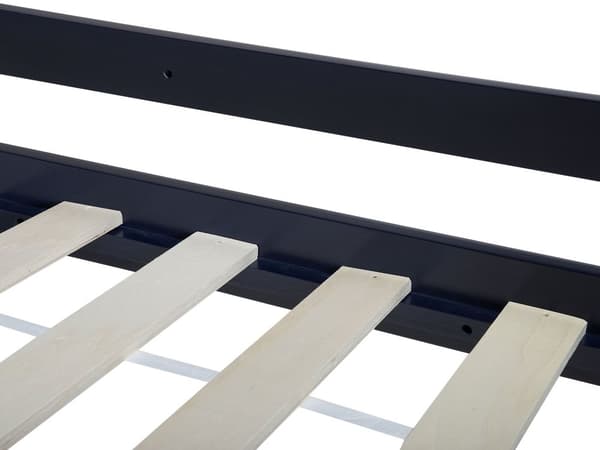 Køyeseng marineblå furu 90 x 200 cm høy seng med stige til barnerom Juniorseng Skandinavisk design soverom inspirasjon Sengestativ