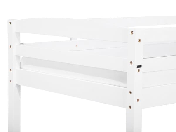 Hvit furu køyeseng 90 x 200 cm høy treseng for 2 med stige til barnerommet Skandinavisk design dobbeltseng dekorasjon