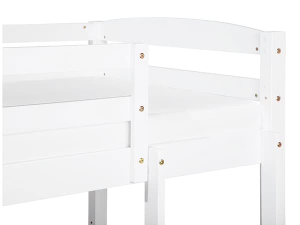 Hvit furu køyeseng 90 x 200 cm høy treseng for 2 med stige til barnerommet Skandinavisk design dobbeltseng dekorasjon