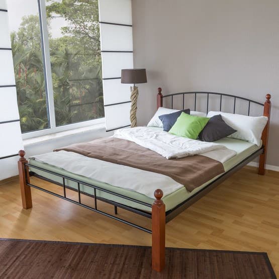 Dobbeltseng - Metalstel - Sort/Brun - Stel 915 - 160x200 Cm