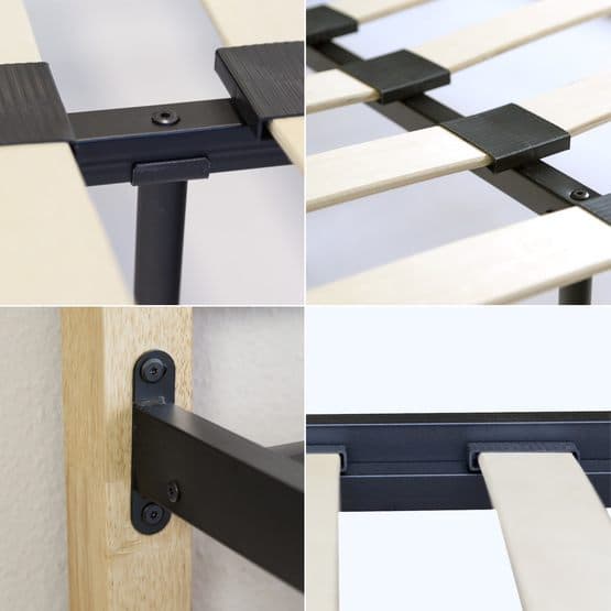 Dobbeltseng - Metalstel - Sort/Naturlig - Stel 5072 - 140x200 Cm