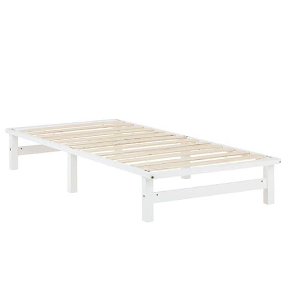 Enkelsäng - Pallsäng I Trä - Vit - 90x200 Cm
