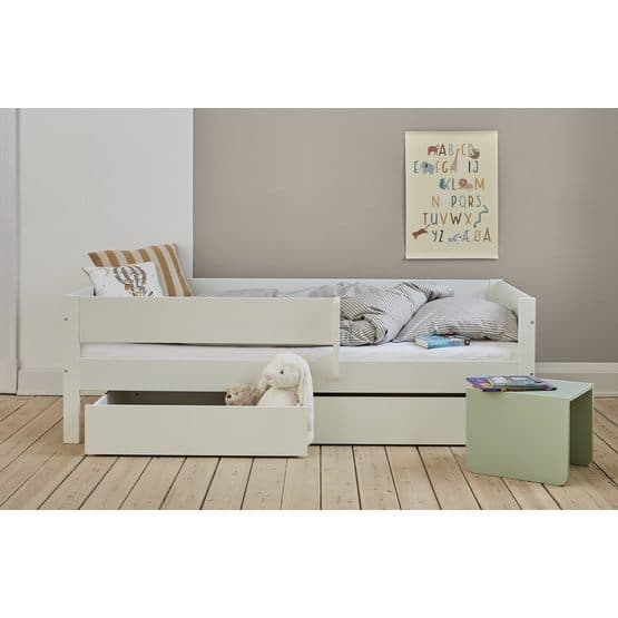 Huxie - Dagbädd Med Skyddskanter + Kilben - Vit - 70x160 Cm