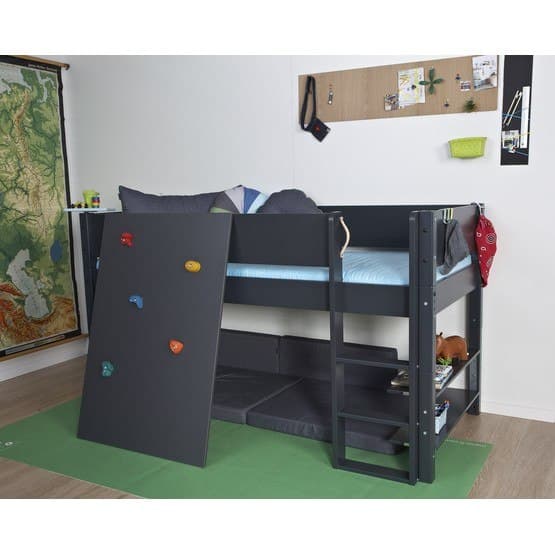 Manis-h - Borr - Miniloftsäng - 90x160 - Antracit Med Naturben