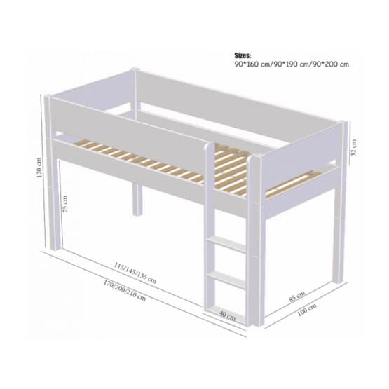 Manis-h - Arn - Miniloftsäng - 90x200 - Annan Färg