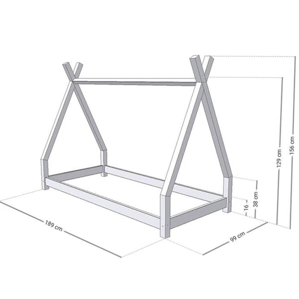NAKANA Kids Tipi säng - massivt trä - vit - 90 x 180 cm