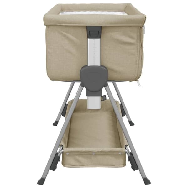 vidaXL Babysäng med madrass taupe linnetyg