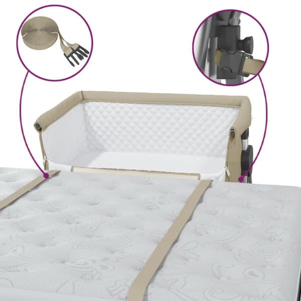 vidaXL Babysäng med madrass taupe linnetyg