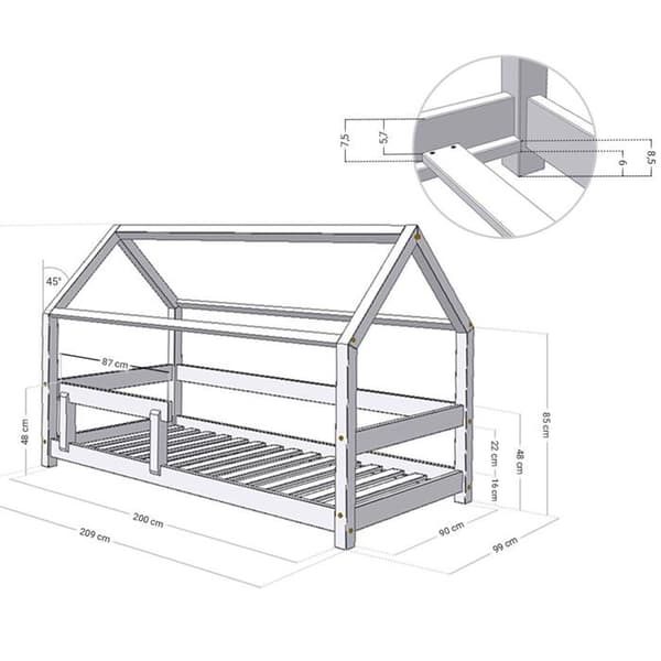 Lit cabane enfant TERY 90 x 200 Trä naturligt