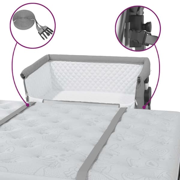 vidaXL Babysäng med madrass ljusgrå linnetyg
