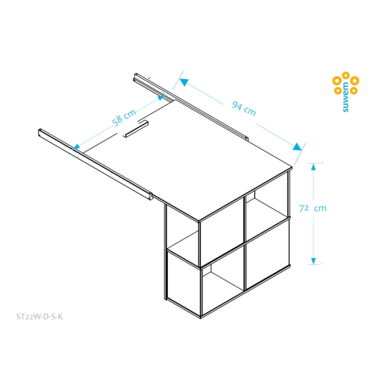 Vipack - Robin Låg Loftsäng Med Hylla, Lådor Och Skrivbord