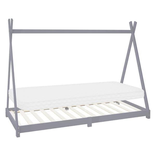 ML Design Cot Tipi 90x200cm slatted runko, vaaleanharmaa, intialainen sänky massiivipuusta, talon sänky tytöille ja pojille, lasten talon nuori sänky