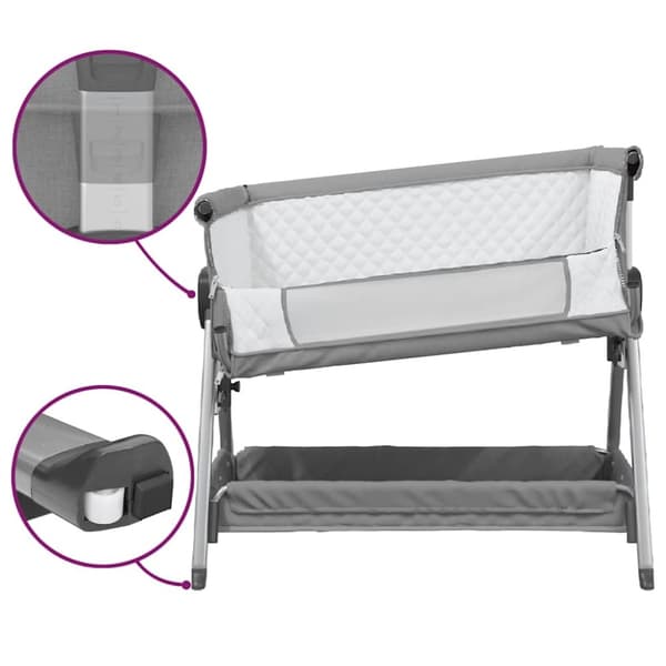 vidaXL babyseng med madras linnedstof lysegrå