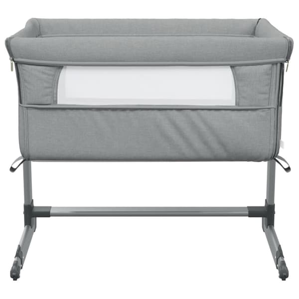 vidaXL babyseng med madras linnedstof lysegrå