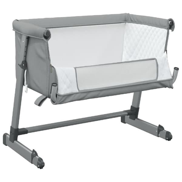 vidaXL babyseng med madras linnedstof lysegrå