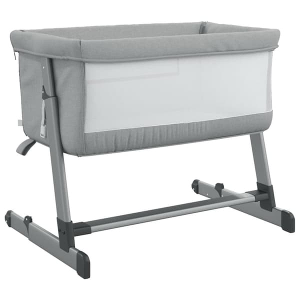 vidaXL babyseng med madras linnedstof lysegrå