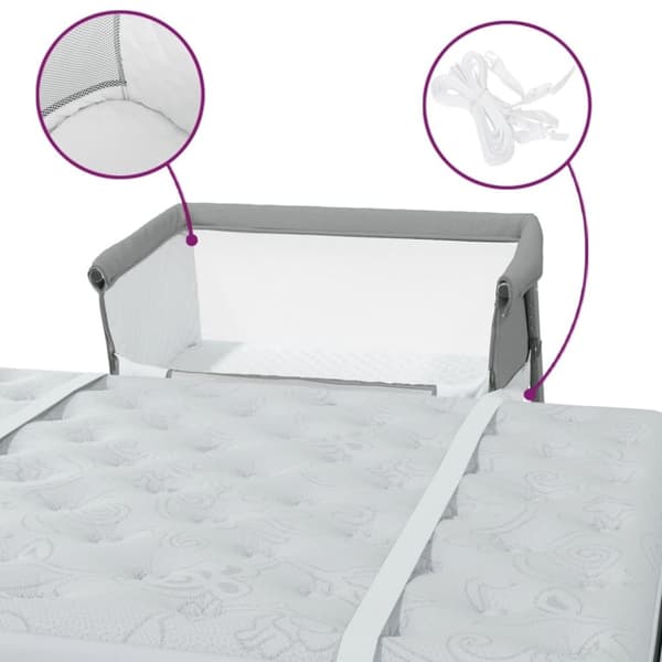 vidaXL babyseng med madras linnedstof lysegrå