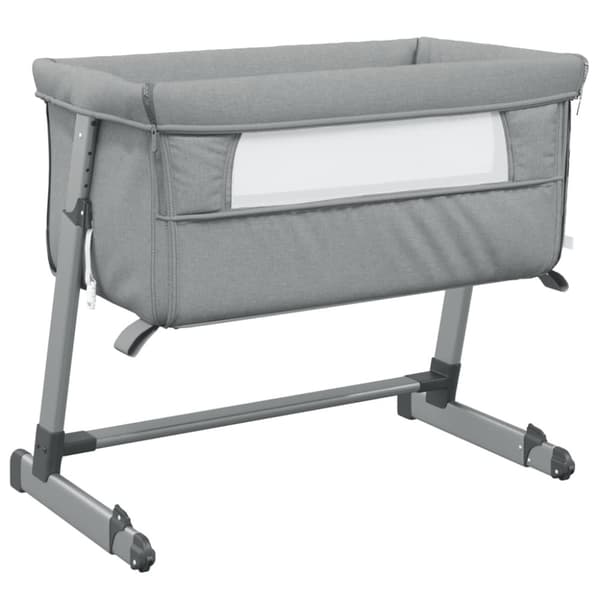 vidaXL babyseng med madras linnedstof lysegrå