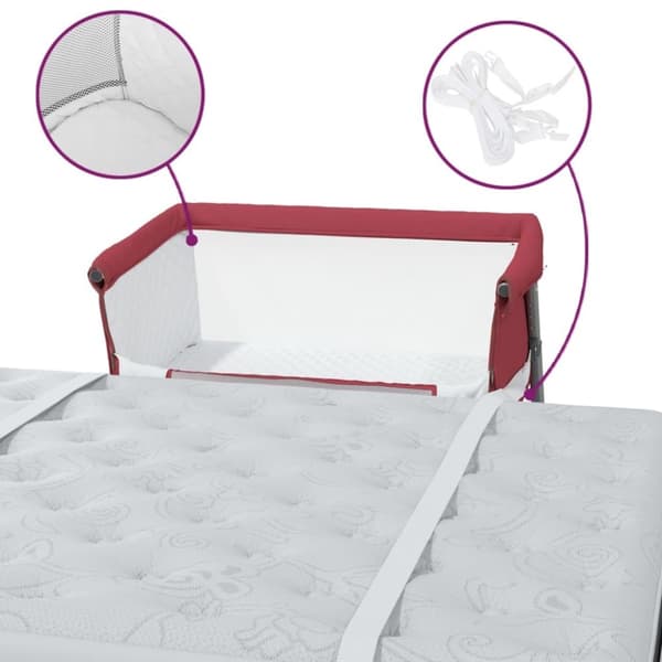 vidaXL babyseng med madras linnedstof rød