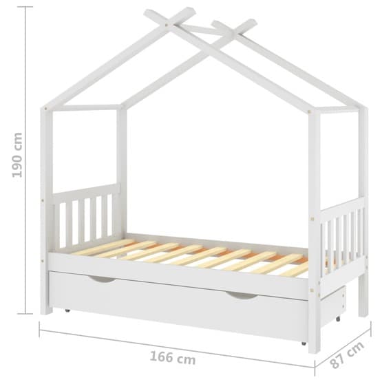 Barnsäng Med Låda Vit Massiv Furu 80X160 Cm