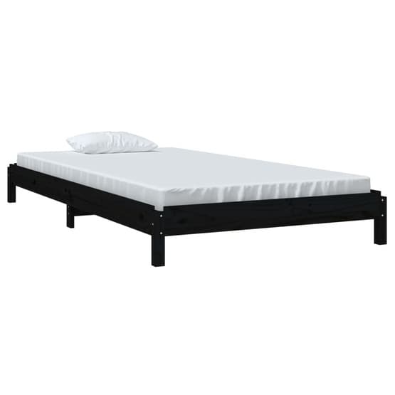 Stapelbar Säng Svart 100X200 Cm Massivt Furu