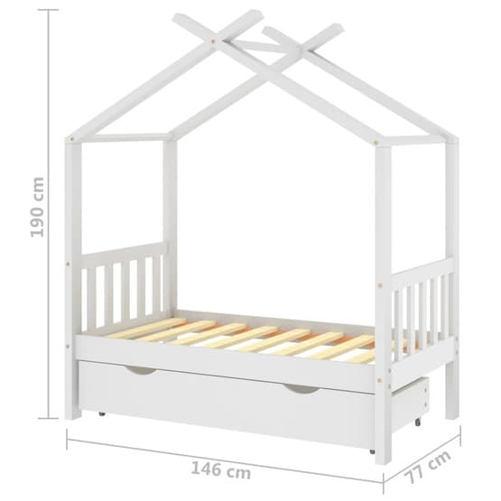 Barnsäng Med Låda Vit Massiv Furu 70X140 Cm