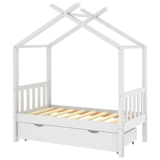 Barnsäng Med Låda Vit Massiv Furu 70X140 Cm
