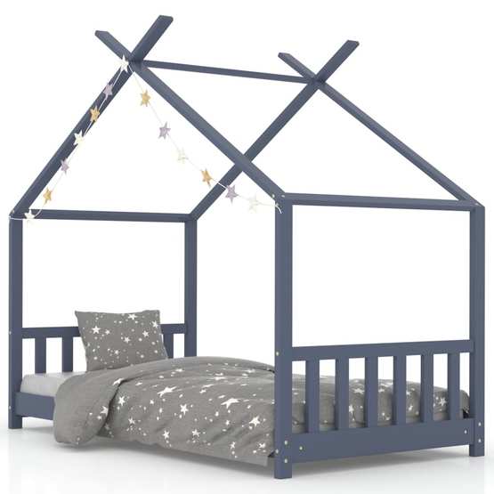 Barnsäng Grå Massiv Furu 70X140 Cm - 1