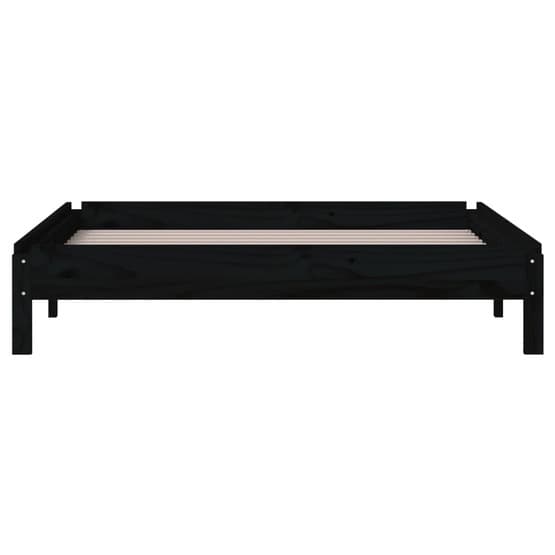 Stapelbar Säng Svart 80X200 Cm Massivt Furuträ