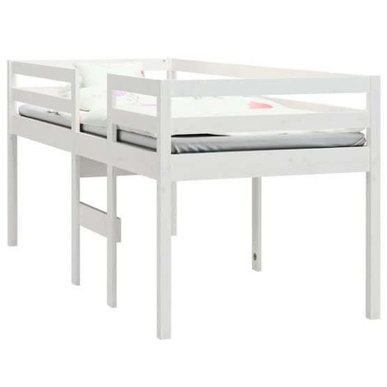 Hög Säng Vit 80X200 Cm Massiv Furu