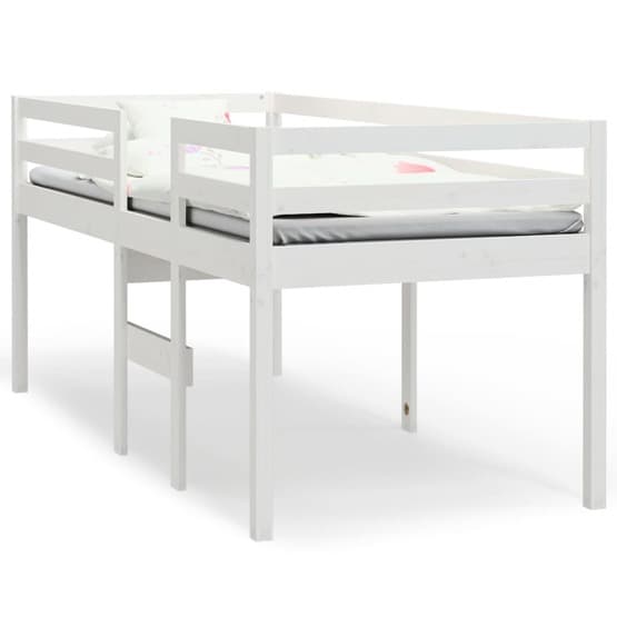 Hög Säng Vit 80X200 Cm Massiv Furu