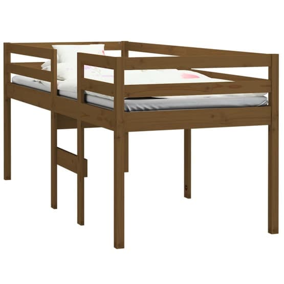 Hög Säng Honungsbrun 90X200 Cm Massiv Furu