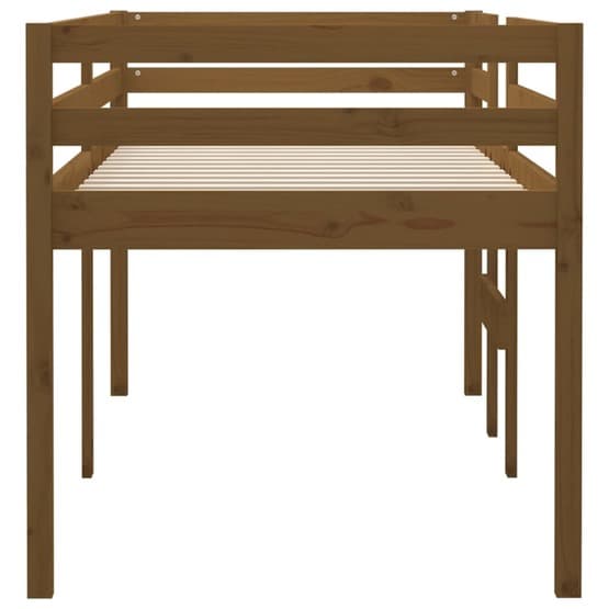 Hög Säng Honungsbrun 90X200 Cm Massiv Furu