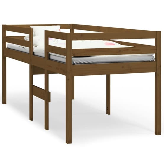 Hög Säng Honungsbrun 90X200 Cm Massiv Furu