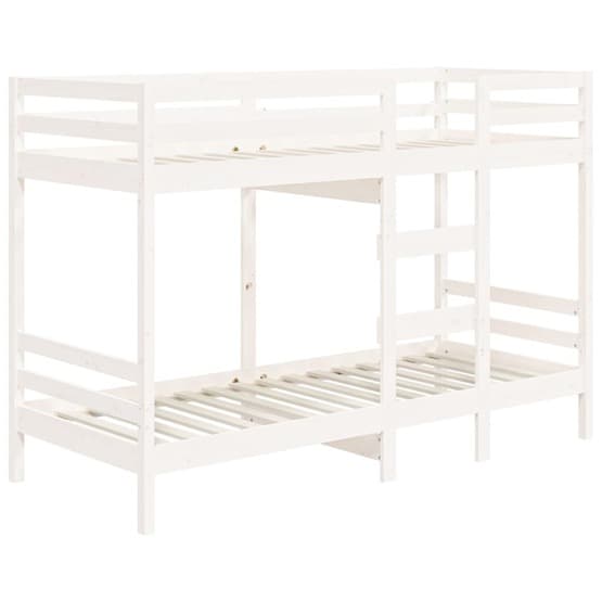 Våningssäng Vit 90X200 Cm Massiv Furu - 3