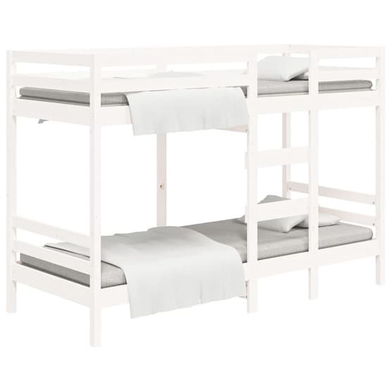 Våningssäng Vit 90X200 Cm Massiv Furu - 3