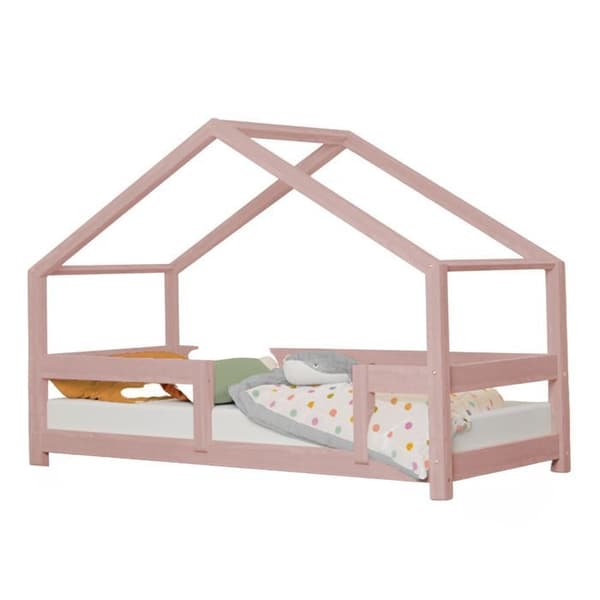 Barnhyttsäng LUCKY 120 x 180 pastellrosa