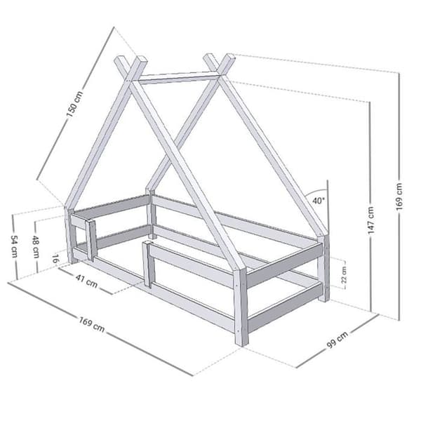 TAHUKA barnhyttsäng 90 x 160 marinblå